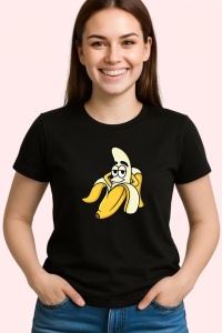 Tricou Banana Relax Funny, din bumbac 100%, tricou negru, Dama | Barbat