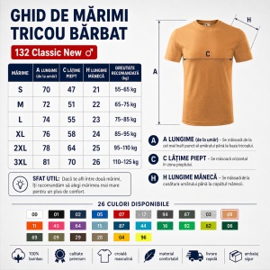 Tricou Bărbat Classic Basic New, 100% Bumbac, 145 g/m², Guler Rotund, 26 Culori, Mărimi S–3XL - Img 4