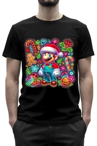 Tricou barbat craciun - NEON CHRISTMAS MARIO BROS - tricou, barbati, craciun, personaje