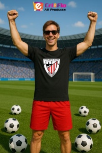 Tricou barbat cu logo stema Athletic Bilbao Spania , din bumbac 100% - Img 5