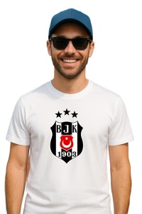 Tricou barbat cu logo stema Besiktas Turcia , din bumbac 100% - Img 3