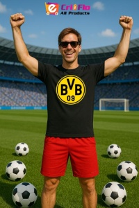 Tricou barbat cu logo stema Borussia Dortmund Germania , din bumbac 100% - Img 4