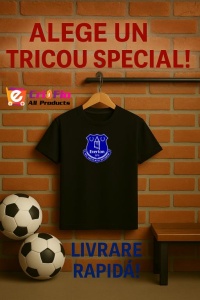 Tricou barbat cu logo stema Everton FC Anglia , din bumbac 100% - Img 6