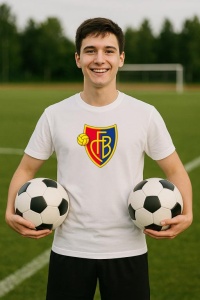 Tricou barbat cu logo stema Fc Basel Elvetia , din bumbac 100%