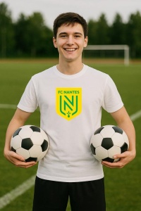 Tricou barbat cu logo stema FC Nantes Franta , din bumbac 100% - Img 8
