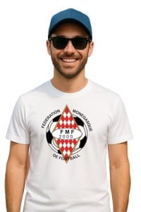 Tricou barbat cu logo stema Fédération monégasque de football Monaco , din bumbac 100% - Img 3