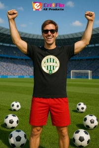 Tricou barbat cu logo stema Ferencvaros TC Ungaria , din bumbac 100% - Img 4