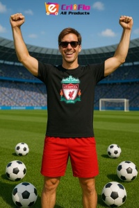 Tricou barbat cu logo stema Liverpool FC Anglia , din bumbac 100% - Img 4