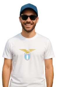 Tricou barbat cu logo stema SS Lazio Italia , din bumbac 100% - Img 3