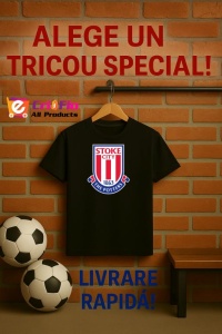 Tricou barbat cu logo stema Stoke City Anglia , din bumbac 100% - Img 7