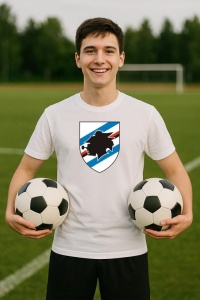 Tricou barbat cu logo stema UC Sampdoria Italia , din bumbac 100% - Img 8
