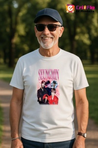 Tricou barbat Kpop cu trupa SEUGMIN music Coreean 286 - Img 5