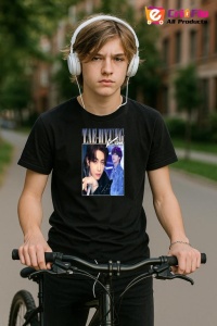Tricou barbat Kpop cu trupa TAE-HYUNG KIM music Coreean 293 - Img 9
