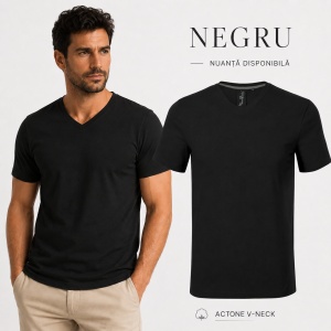 Tricou Bărbat Malfini Action V-Neck 700, 95% Bumbac, 5% Elastan, Guler în V, Slim Fit, 6 Culori, Mărimi S–2XL - Img 16