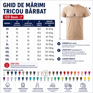 Tricou bărbat Malfini Basic Clasic, 100% bumbac, 160 g/m², guler rotund, 48 de culori, mărimi XS–5XL - Img 4