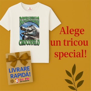 Tricou Barbat Tralalero Tralala cu personajul Bombadiro Crocodilo Funny Italian Brainrot Meme Graphic (1) - Img 7