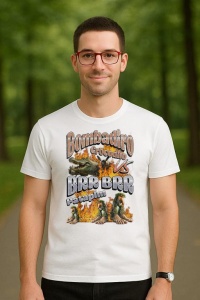 Tricou Barbat Tralalero Tralala cu personajul Bombadiro VS Brr Patapim Funny Italian Brainrot Meme Graphic - Img 3