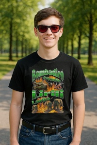 Tricou Barbat Tralalero Tralala cu personajul Bombadiro VS Lirili Funny Italian Brainrot Meme Graphic - Img 2