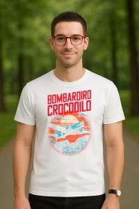 Tricou Barbat Tralalero Tralala cu personajul Bombardiro Bombardino Crocodilo Funny Italian Brainrot Meme (1)