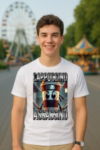 Tricou Barbat Tralalero Tralala cu personajul Cappuccino Assassino Coffee Lovers Italian Brainrot Meme - Img 5