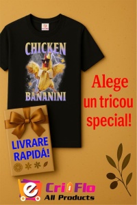 Tricou Barbat Tralalero Tralala cu personajul Chicken Bananini - Italian Brainrot Meme Gen Z - Img 6
