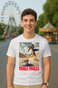 Tricou Barbat Tralalero Tralala cu personajul Frulli Frulla - Italian Brainrot Meme - Img 6