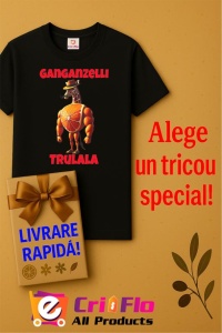 Tricou Barbat Tralalero Tralala cu personajul Ganganzelli Trulala Italian Brainrot Meme Humor - Img 6