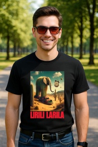 Tricou Barbat Tralalero Tralala cu personajul Lirili Larila - Italian Brainrot Meme - Img 4