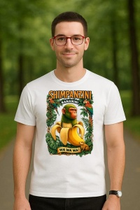 Tricou Barbat Tralalero Tralala cu personajul Shimpanzini Bananini Italian Brainrot Chimpanzee and Banana - Img 4