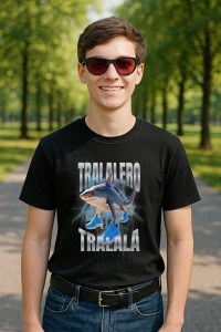 Tricou Barbat Tralalero Tralala cu personajul Tralalero Tralala Bootleg Brainrot Italian Brainrot Meme (1)