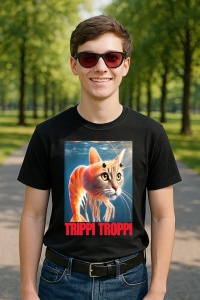 Tricou Barbat Tralalero Tralala cu personajul Trippi Troppi - Italian Brainrot Meme