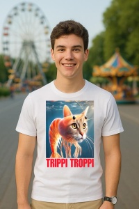 Tricou Barbat Tralalero Tralala cu personajul Trippi Troppi - Italian Brainrot Meme - Img 5
