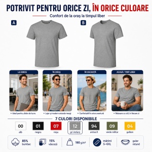 Tricou bărbătesc Malfini Edge 813, 190 g/m², guler rotund, S–6XL, 7 culori disponibile - Img 5