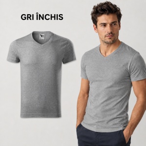Tricou Bărbați cu Guler în V, 100% Bumbac, Slim Fit, 180 g/m², 14 Culori, Mărimi S–3XL - Img 23