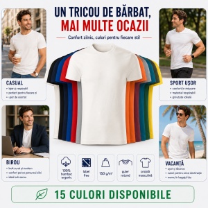 Tricou Bărbați Malfini Native GOTS 173, 100% Bumbac Organic, 150 g/m², Guler Rotund, Label Free, Mărimi S 3XL, 15 Culori - Img 6