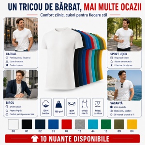 Tricou Bărbați Malfini Viper Free F43, 100% Bumbac, 180 g/m², Slim Fit, Guler Rotund, S–2XL, 10 Culori - Img 7