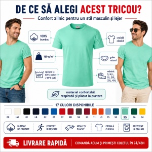 Tricou bărbați Rimeck Resist R01, 100% bumbac pre-shrunk, 160 g/m², 17 culori - Img 2