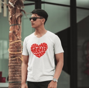 Tricou barbati Streetwear - All We Need Is Love - din bumbac, personalizat - Cadou