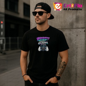 Tricou Barbatii Adevarati Conduc Scania Camion V1, din bumbac 100%, tricou negru Barbat