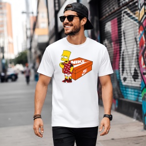 Tricou Bart Simpson Outfit Rosu Pe Cutie Pantofi Urban Streetwear, din bumbac 100% Copii | Dama | Barbat - Img 5