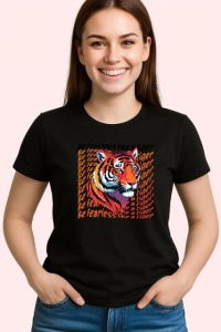 Tricou Be Fearless Tigru Colorat Portocaliu, din bumbac 100%, tricou negru Copii | Dama | Barbat