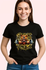 Tricou Bear Power Animal Forta, Copii | Dama | Barbat, culoare negru - Img 4