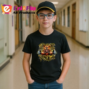 Tricou Bear Power Animal Forta, Copii | Dama | Barbat, culoare negru - Img 10