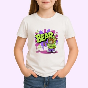 Tricou Bear teddy funky hoodie cu note muzicale Copii | Dama | Barbat Barbat - Img 4