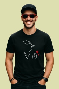 Tricou Beauty And The Beast Silhouette, din bumbac 100%, tricou negru, Dama | Barbat - Img 2