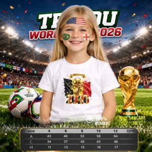 Tricou Belgium World Cup 2026 Fifa V2, din bumbac 100%, tricou alb, Copii | Dama | Barbat - Img 4