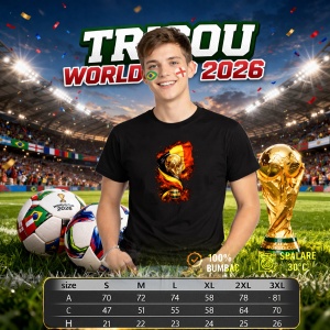 Tricou Belgium World Cup Fifa 2026, din bumbac 100%, tricou negru, Copii | Dama | Barbat - Img 6