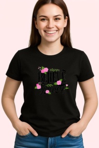 Tricou Believe In Magic Unicorn Fundal Gri, din bumbac 100%, tricou negru Copii | Dama | Barbat - Img 3