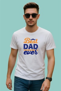 Tricou Best Dad Ever Design Portocaliu Negru, din bumbac 100% , tricou alb pentru Barbat