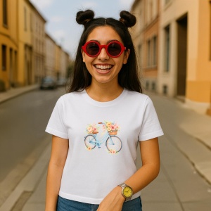 Tricou Bicicleta cu flori - Copii | Dama | Barbat - Img 3